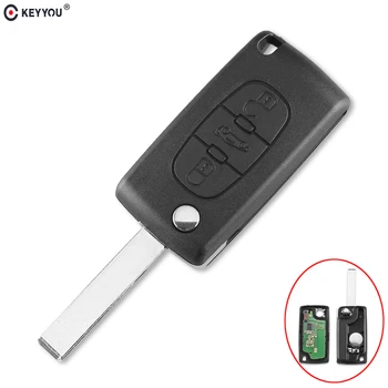 

KEYYOU Car Remote Flip Key For PEUGEOT 207 208 307 308 408 Partner Keyless Entry HU83 Blade CE0536 433MHz Circuit Board