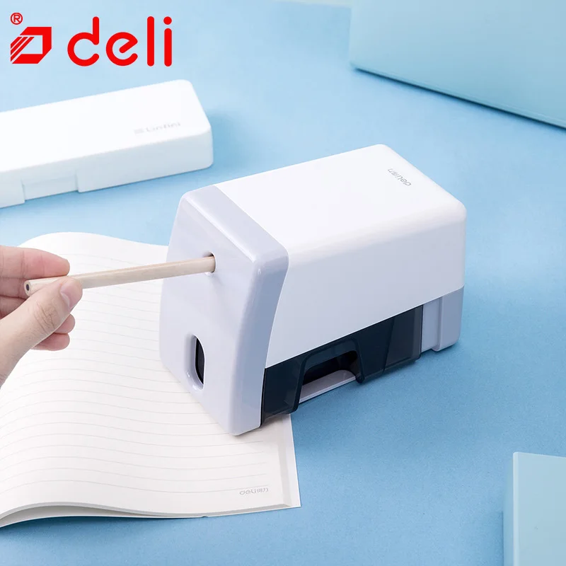 Deli Electronic Pencil Sharpener Creative Student Stationery One Hole Electric Pencil Sharpener Automatic Office School Applies 2018 rushed 3 years old electronic automatic pencil sharpener electric special art painting student gift school supplies