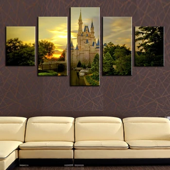 

(No Frame) 5 Panels Living Room Bedroom Modern Home Decoration The European Construction Picture Print On Canvas,Wall Painting