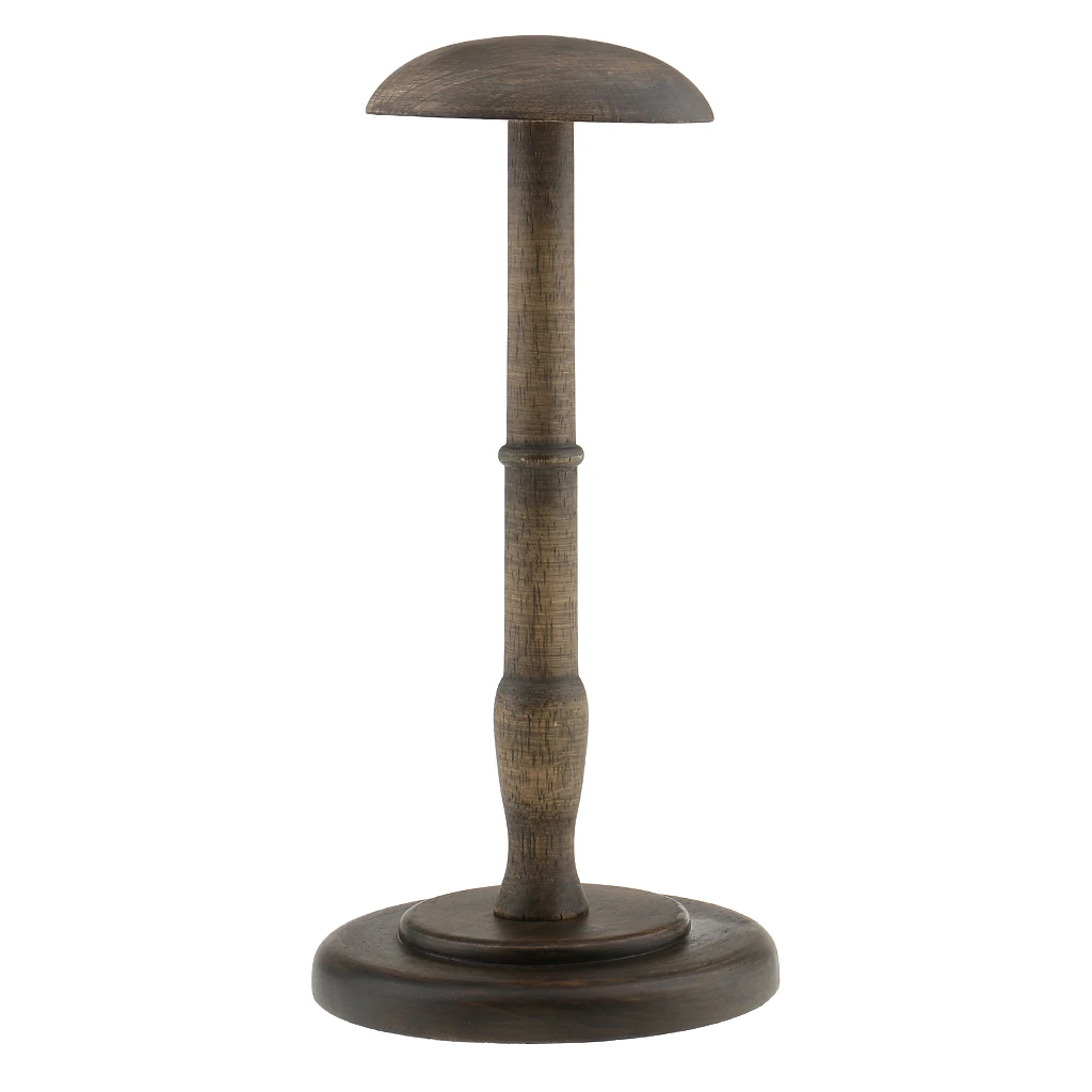 13inch Height Vintage Style Wood Wooden Freestanding Hat Rack / Cap / Wig / Helmet Holder Display Stand with Round Base	