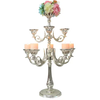 

Silver Metal Candle Holder 9-arms Candle Stand Wedding Candlestick Candelabra