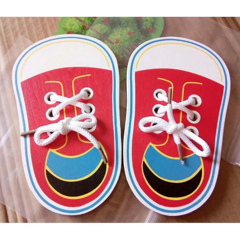 Wooden Puzzle Jigsaw Toys Montessori Educational Toys For Children Cartoon Toddler Lacing Shoes Kids Baby Early Educational Toy (5)