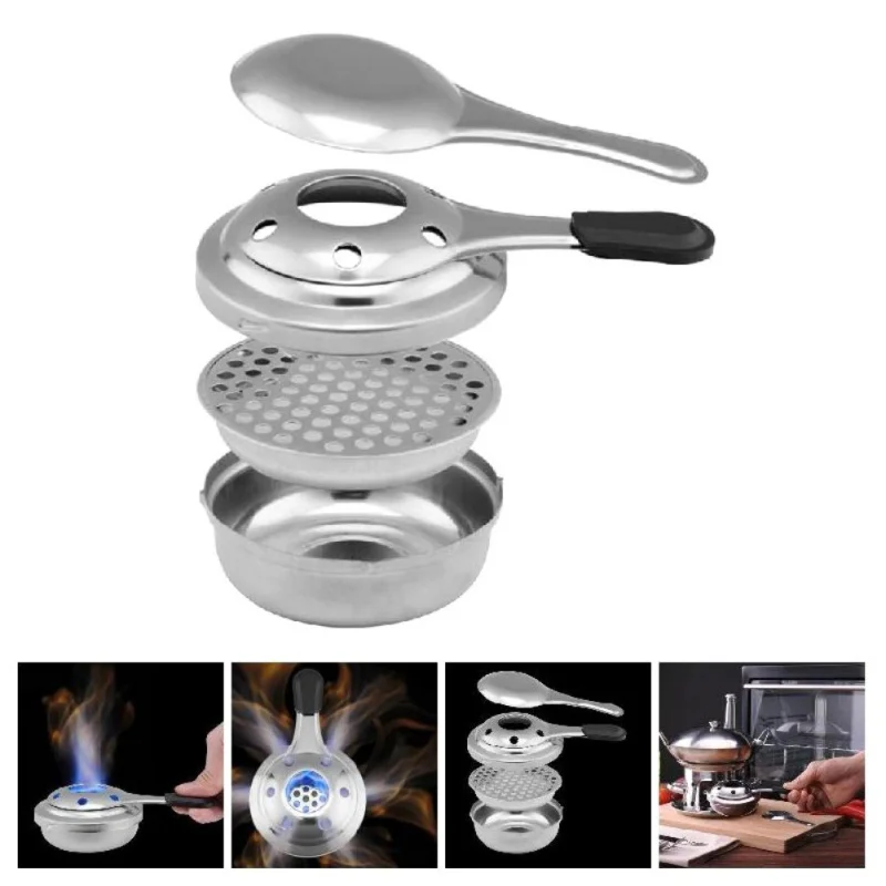 

Outdoor Mini Stainless Steel Handle Alcohol Stove Fuel Small Camping Hot Pot Camping Windproof Picnic Alcohol Stove New