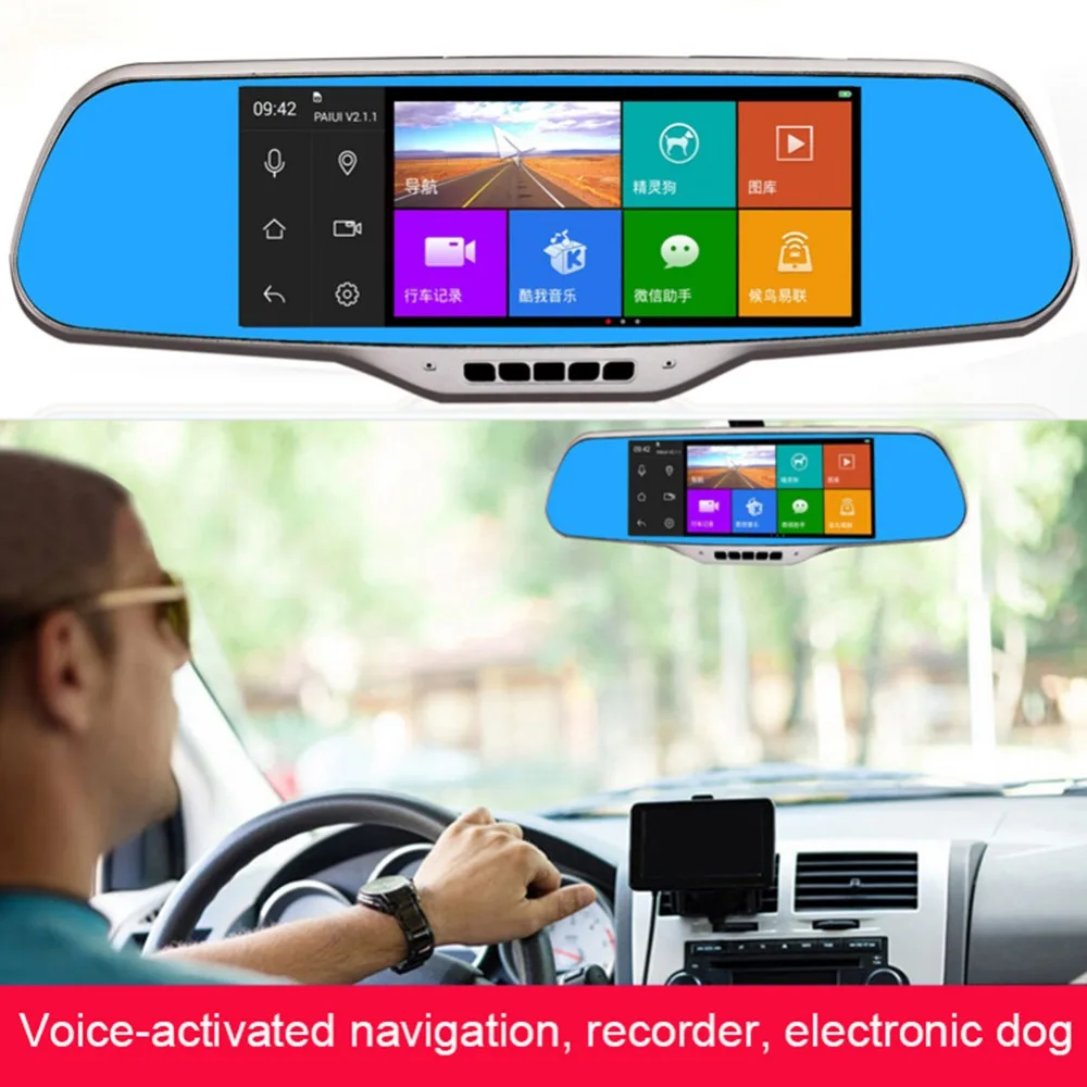  7.0" Touch Android Car DVR Camera Radar Detectors Dash Camera Parking car dvrs Rearview Mirror Video Recorder gps Navigator 