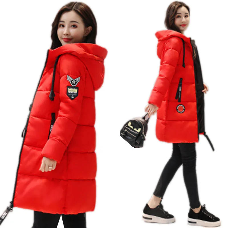 Kaufen 2019 Winter Jacke Frauen Plus Größe Mit Kapuze Dicke Jacken Mäntel Weibliche Baumwolle Lange Parkas Damen Gepolsterte Schnee Tragen Outwear NW491