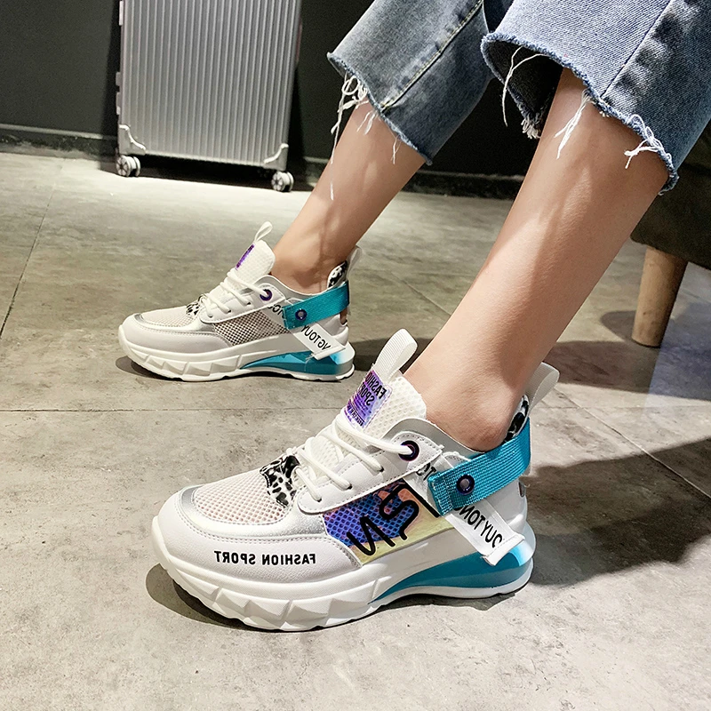 

Graffiti women's running shoes 2019 mesh breathable Woman Chunkey Shoes Female Outdoor Sport Wedge Shoes zapatos de mujer M2-15