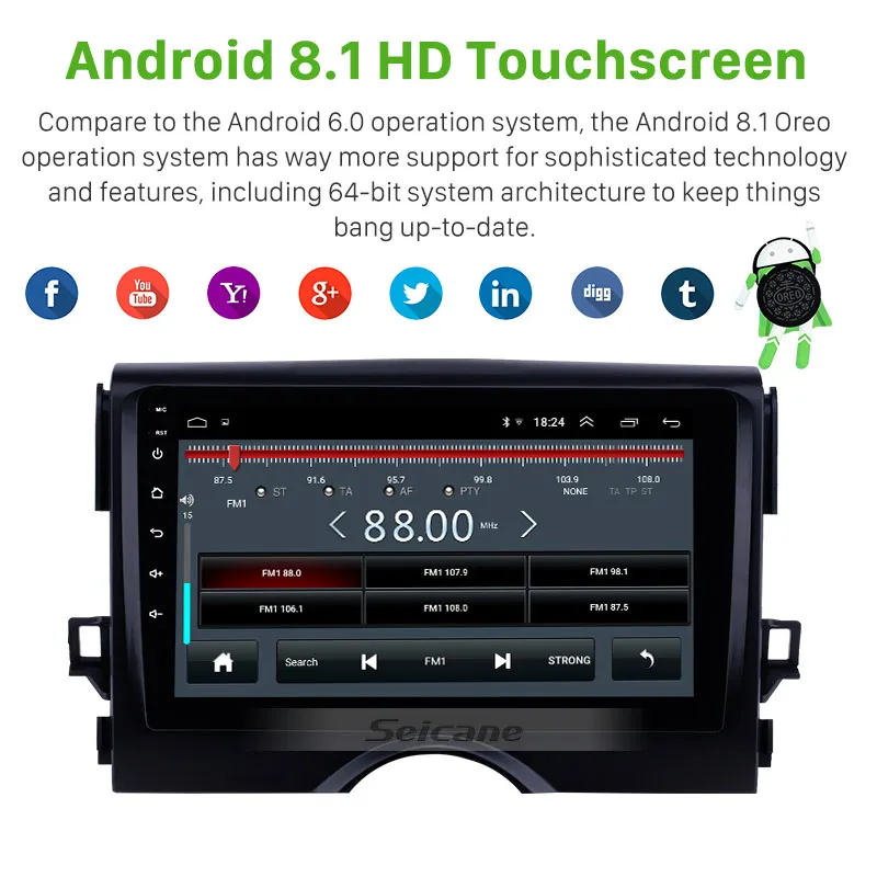 Sale Seicane Car Multimedia Player For TOYOTA REIZ Mark X 2010 2011 2012 2013 2014 2015 9" 2Din Android 8.1 Wifi Head Unit GPS Radio 2