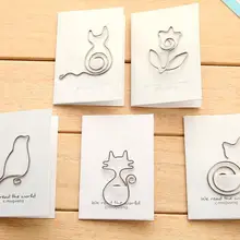 1 шт./лот, кавайные мини металлические закладки для кошек, птица/цветок металлические проволочные скрепки