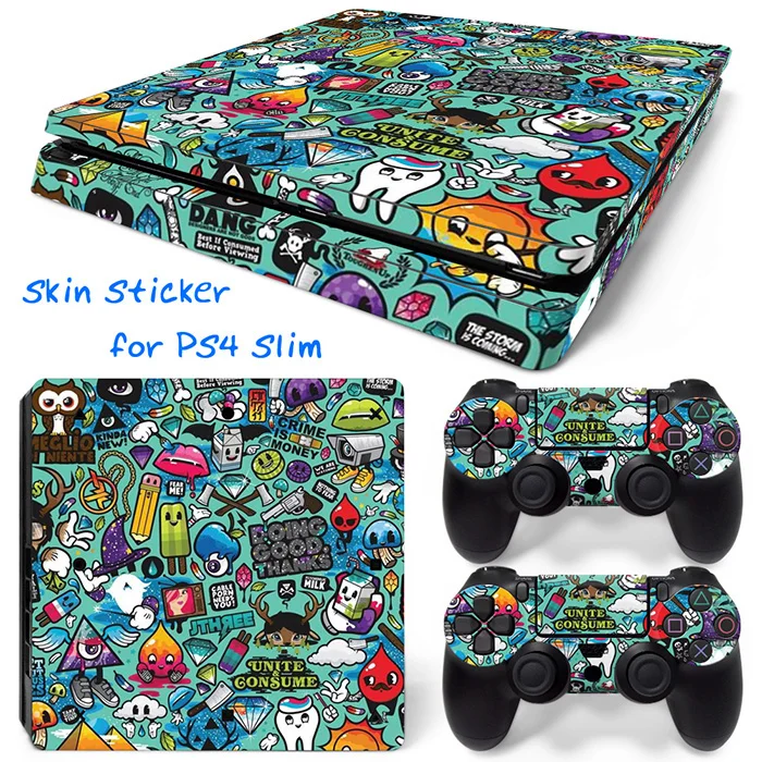 

For PS4 slim Console and Controllers stickers For ps4 slim skin sticker for ps4 slim vinyl sticker--0869