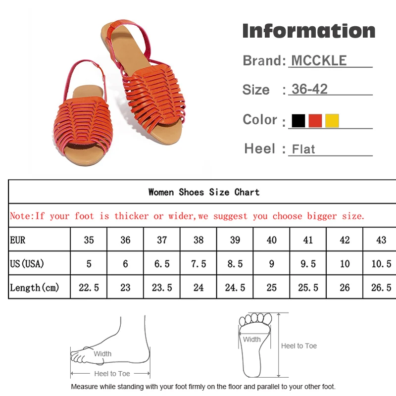 MCCKLE/Летняя обувь; женские Босоножки с открытым носком; женские сандалии на плоской подошве; женские слипоны с эластичной лентой; дышащая удобная обувь в стиле ретро