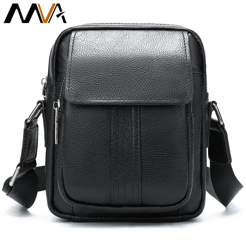 

MVA Men's Shoulder Bag Genuine Leather Black Men's Bag Messenger Fashion Sling/Small Leather Crossbody Bags For Men sac a main