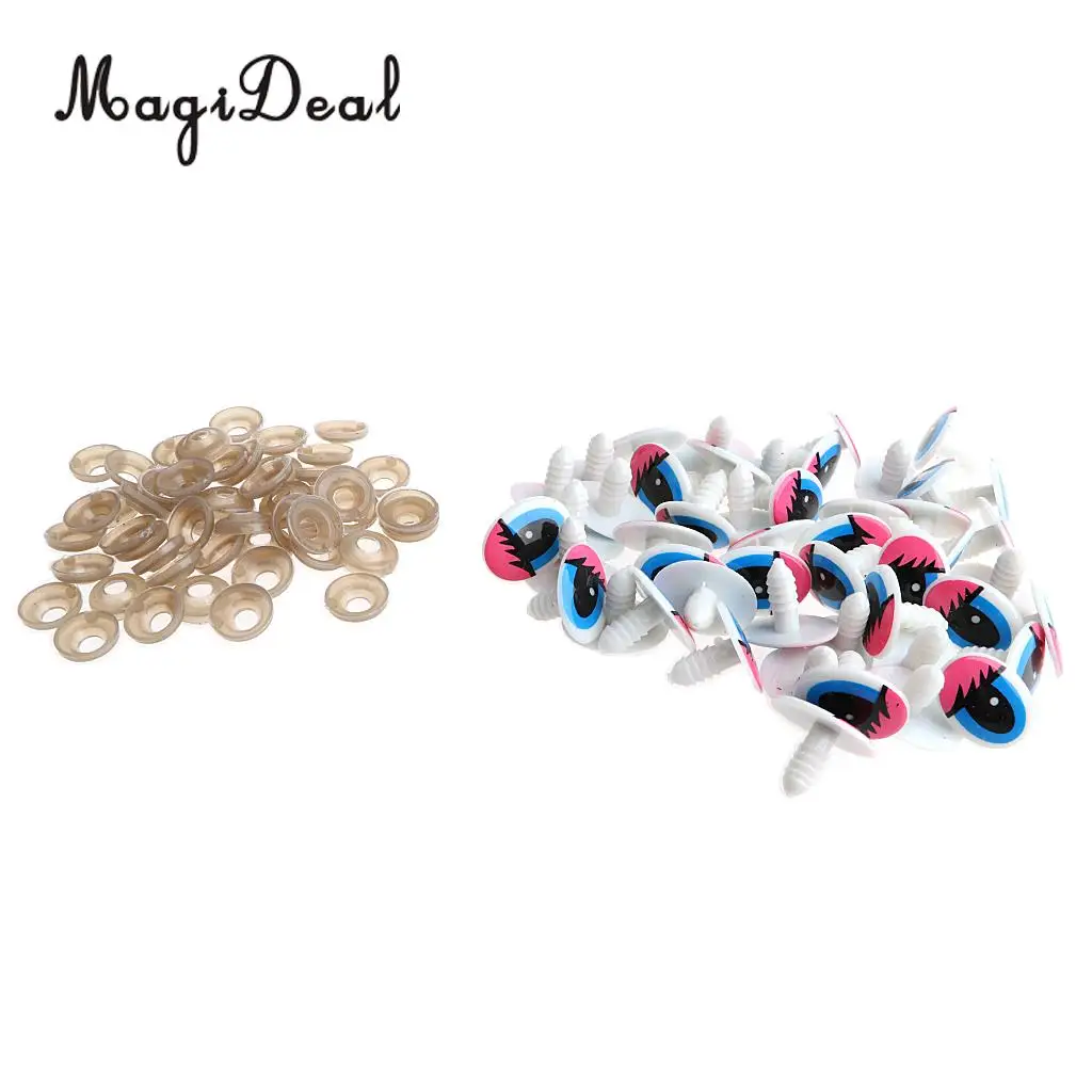 50Pcs Plastic 22*14mm Cartoon Safety Eyes For DIY Animal Scrapbooking Bear Plush Stuffed Toys w/ Washer