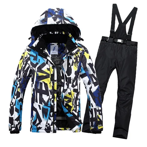 Зимний лыжный костюм для мужчин, лыжный мужской комплект одежды, уличная теплая водонепроницаемая куртка для мужчин, лыжный костюм, мужская куртка для сноуборда - Цвет: color 01