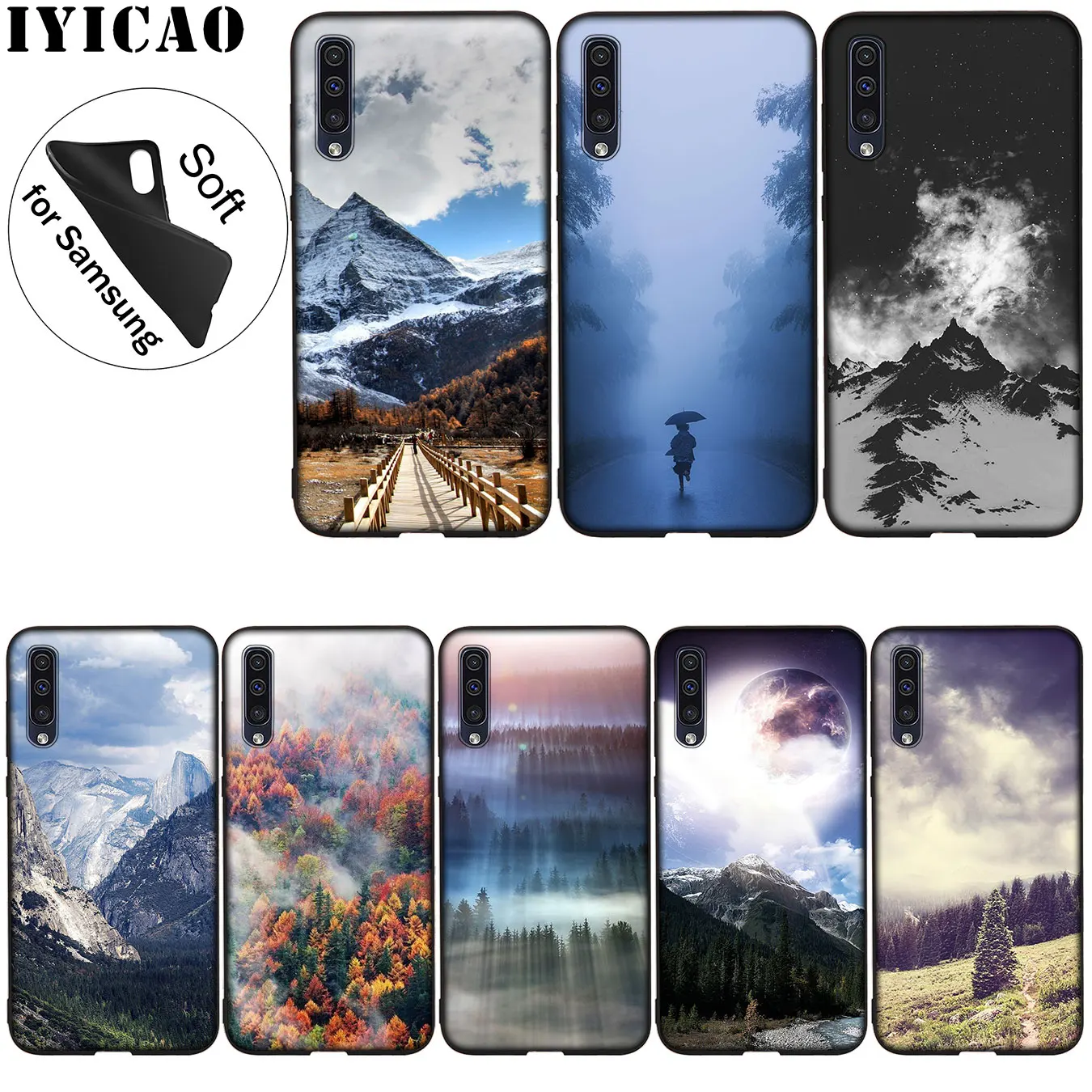 

IYICAO Mountain Forest Clouds Soft Silicone Case for Samsung Galaxy A70 A60 A50 A40 A30 A20 A10 A50S A40S A30S A20S A10S Cover