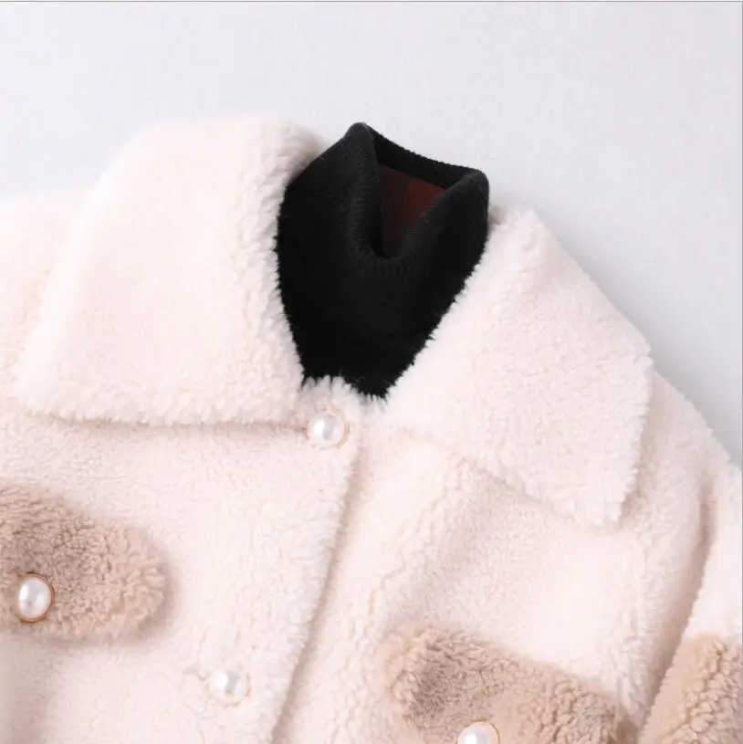Осенне-зимнее повседневное Свободное пальто с коротким зернистым овечьим стриженым мехом Женская куртка высокого качества Модные женские пальто