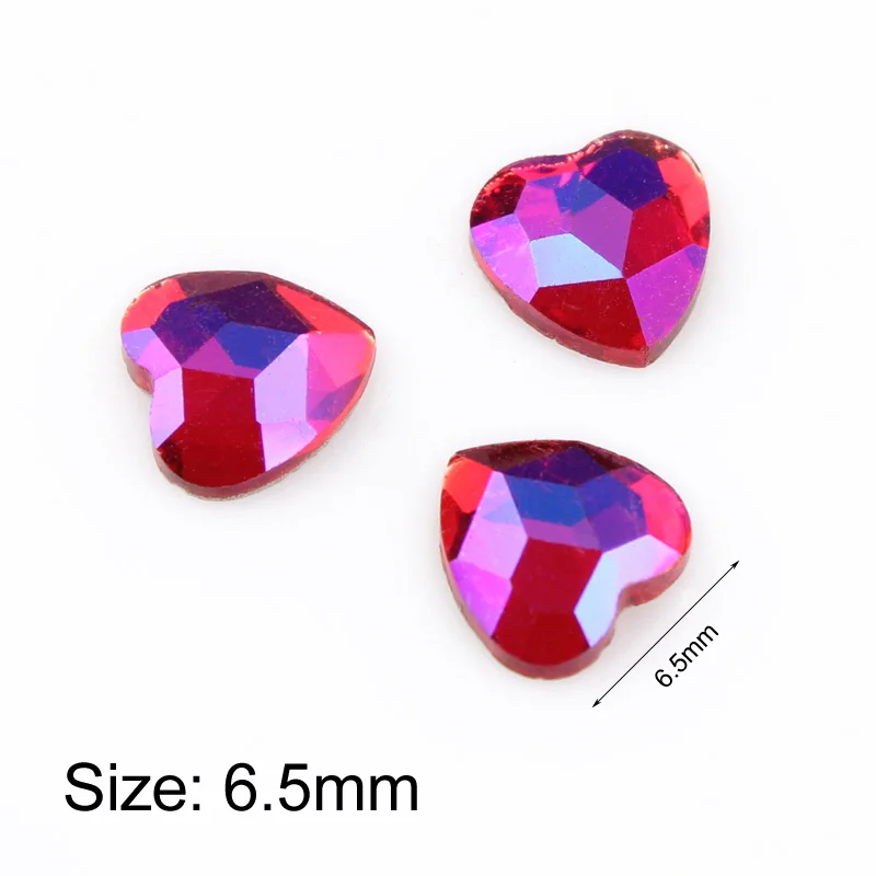 Горячая Распродажа стразы в форме Красного AB покрытия 22 стиля кристаллы и камни для 3D украшения ногтей - Цвет: Heart    6.5mm