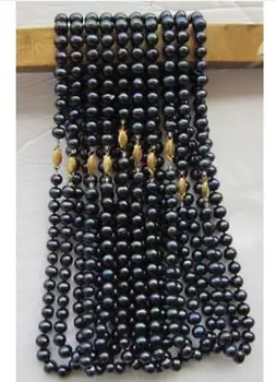 

wholesale natural 10PC 7-8mm Black Tahitian pearl necklace 18"