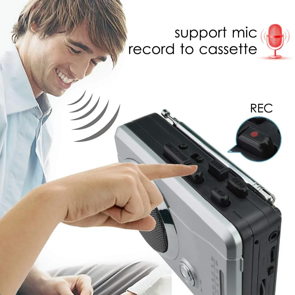 AM/FM Pocket Radio Cassette Player, Portable Personal Voice Audio Cassette Recorder Walkman Player Built-in Speaker