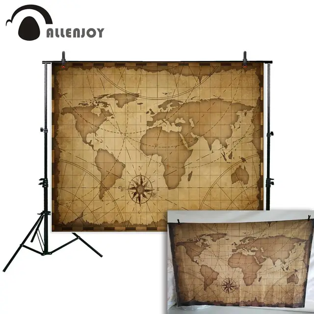 Allenjoy photographic background Map navigation ancient world travel customization new backdrop photocall photo printed custom