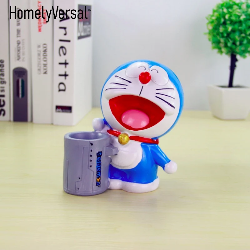 Kawaii Doraemon полимерная ручка держатель Контейнер креативный Органайзер подарок для мальчиков и девочек настольная подставка для ручек украшение дома
