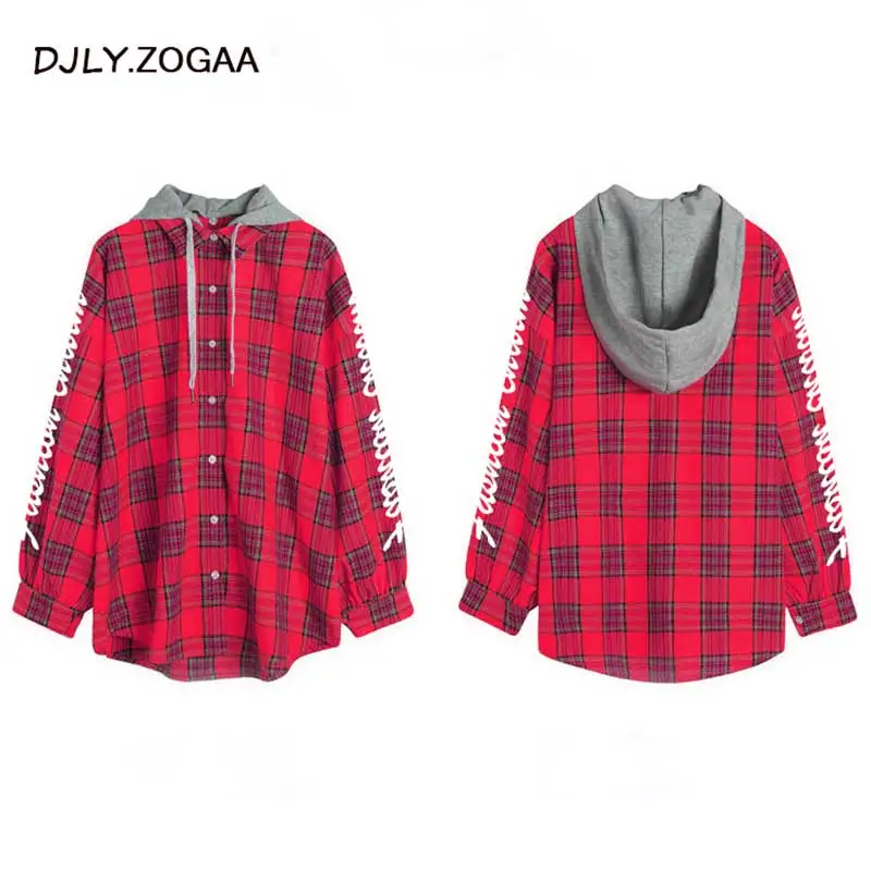 ZOGAA 2019 New Women's Hooded Shirt Fashion Charm Personality Letter Unique Design Female Shirts Lucky Solid Men Jacket Coat