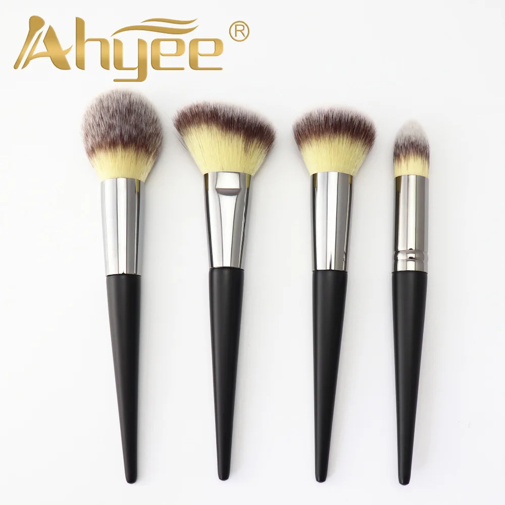 

4pcs Best Makeup Brush Set Powder Foundation Travel Cosmetic Brushes Contouring Makeup Brush Tools With High Quality Black Wood