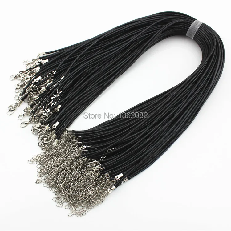 

20pcs 2mm Twisted Braided Rope Black/Brown Leather Cord Chain 20" Necklace Silver Clasp String Rope MN346
