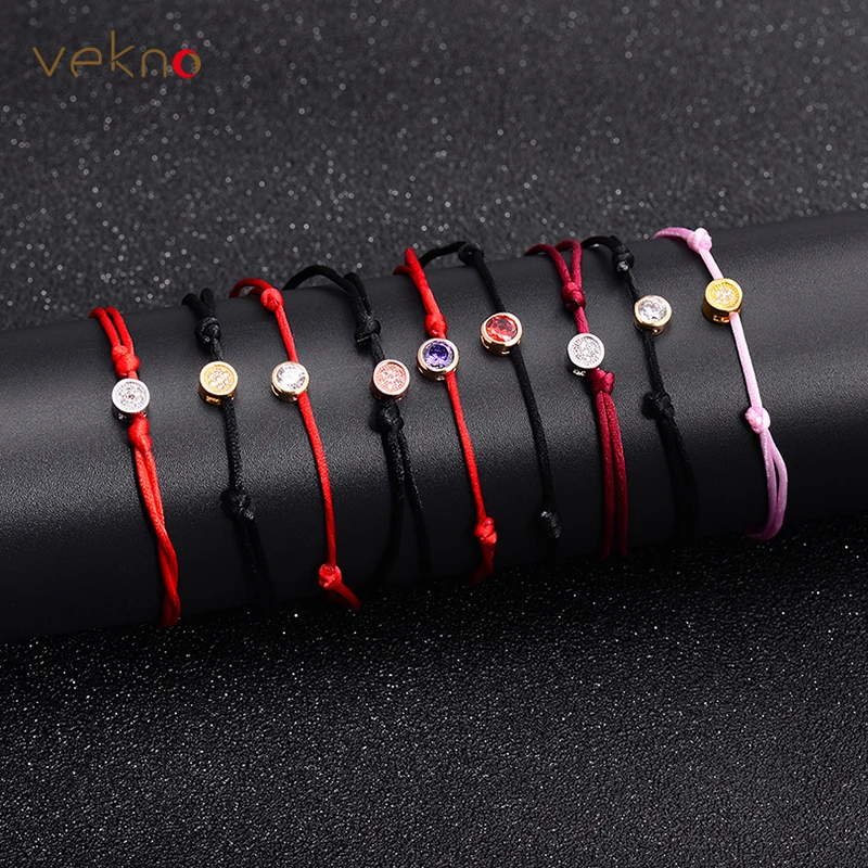 

VEKNO Fashion Lucky Red String Rope Bracelet Small Cublic Zirconia Bracelets For Women Handmade Couple Children Jewelry Gift