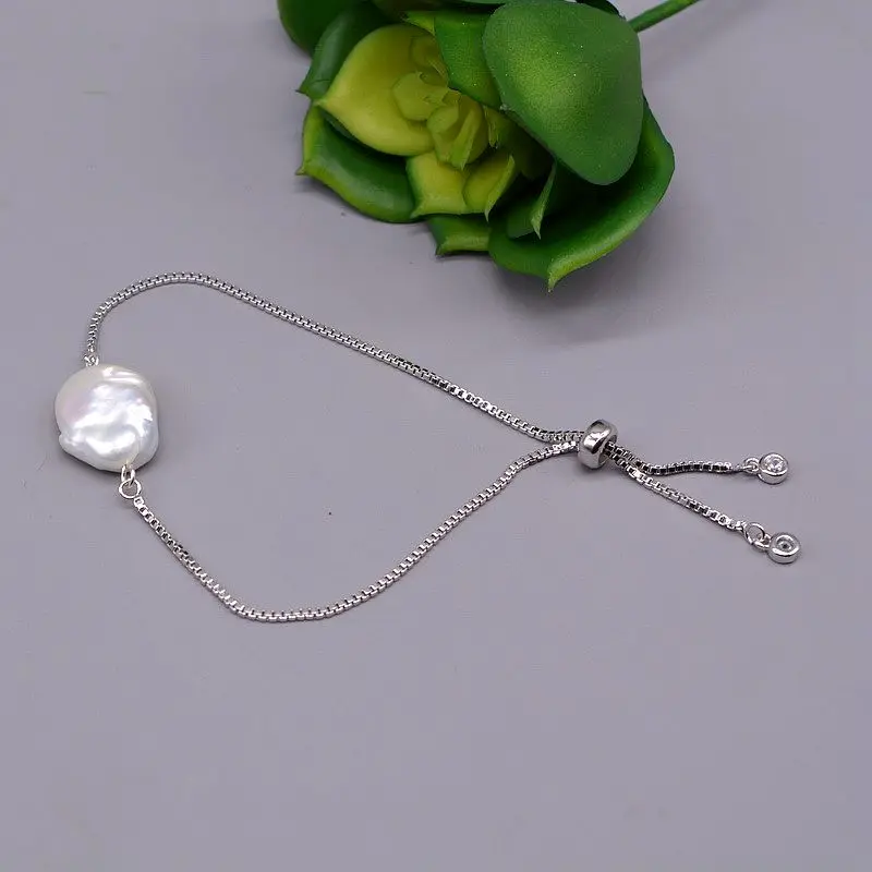 

925 silver adjustable bracelet. Baroque pearl bracelet. Women's Fashion Casual Accessories Pearl Bracelet