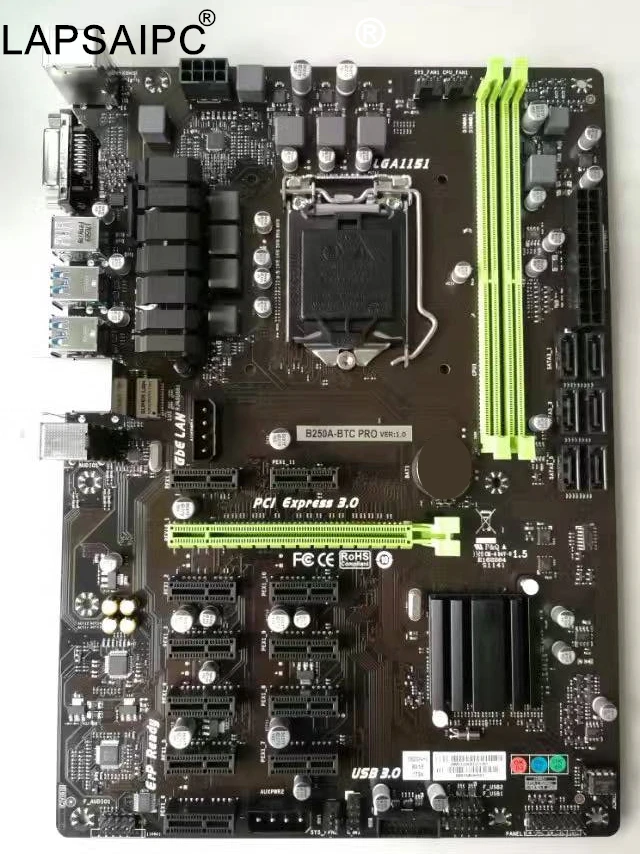 Материнская плата Lapsaipc B250A-BTC Pro B250A BTC pro B250 оригинальная материнская 12PCIE 1151 DDR4 для