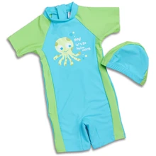 New Kid 1-12 year old Boys Rash Guards One Piece Swimsuit Blue & Green Octopus pattern Swimwear Swimming Cap summer wear New Kid 1-12 year old Boys Rash Guards One Piece Swimsuit Blue & Green Octopus pattern Swimwear Swimming Cap summer wear