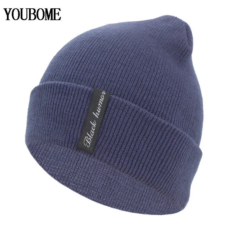 YOUBOME зимняя вязаная шапка для женщин Skullies Beanies шапки для мужчин черные однотонные теплые мягкие Gorros Bonnet Женская шапочка зимняя шапка