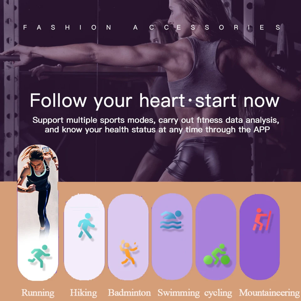  Heart Rate Monitor Smart Watch Women Blood Pressur Bluetooth Fashion Smart Bracelet Fitness Tracker - 32983376162