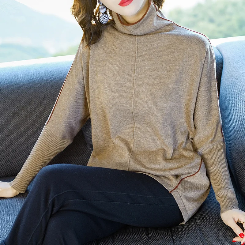 Шерсть Свитер с воротником Для женщин 2018 осень Повседневное Базовая Блузка