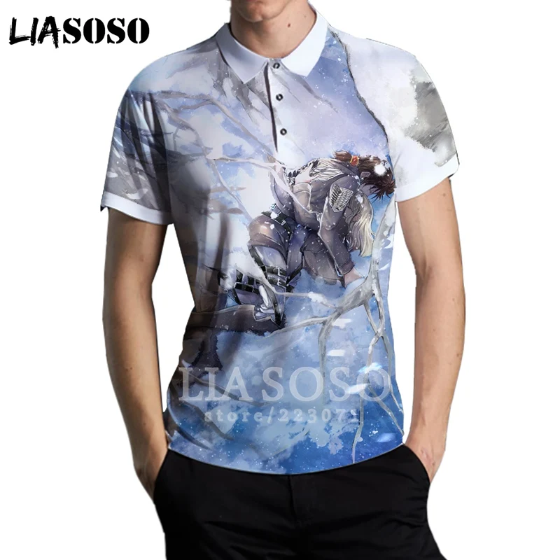 11 Summer Men 3D Print Anime Attack on Titan Armin Arlert Polo Shirt Short Sleeve Top Stand Collar Golf Teens Street Pullover A272 - Color: 11