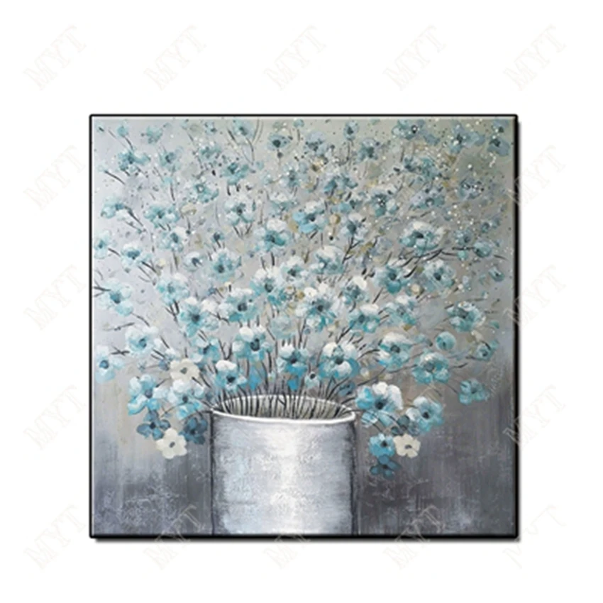 

Still Life Handpainted Oil Painting Abstract Blue Romantic Flower Picture On Canvas Wall Art For Living Room Home Decor Unframed