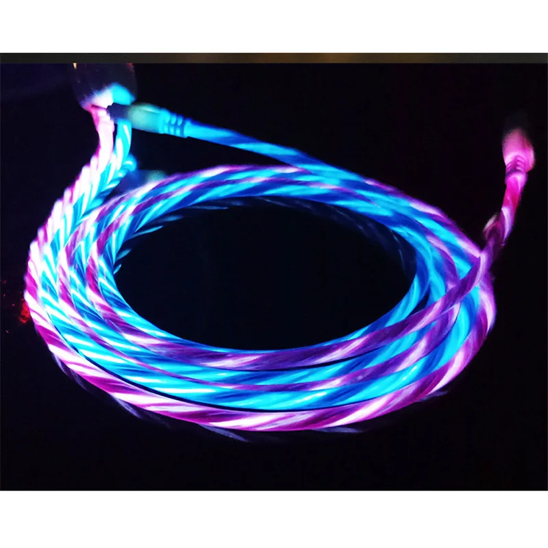 

CarXaa 100cm Glow Glittering Shine Lighting Cable Micro USB Type-c Data 2.4A Fast Charging Adapter for Huawei Xiaomi OPPO