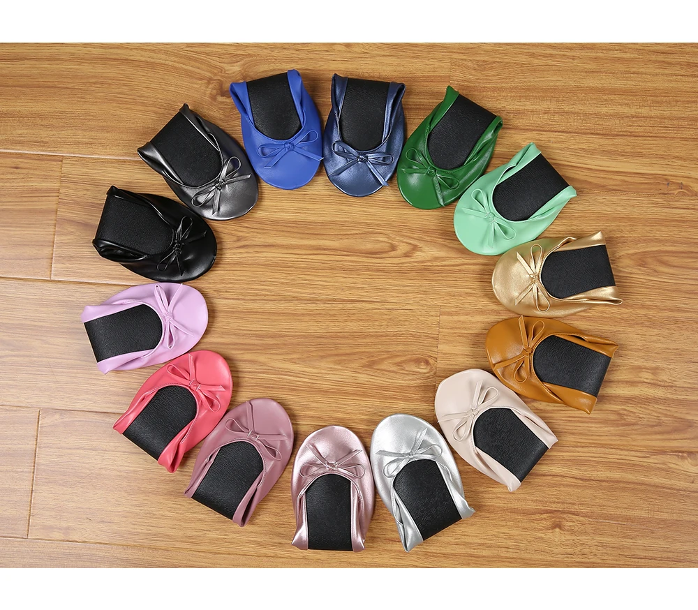 Blue Shoes Flats Portable Fold Up Ballerina Flat Shoes Roll Up Foldable Ballet After Party Shoes For Bridal Wedding Party Favor