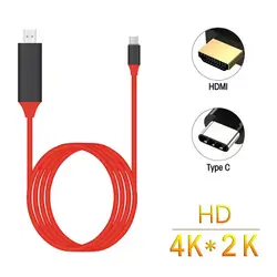 2 м Тип-C Male USB C HDMI кабины для HDTV HDMI кабель для MacBook samsung Galaxy S9/S8/примечание 9 huawei P20 Pro USB-C HDMI адаптер