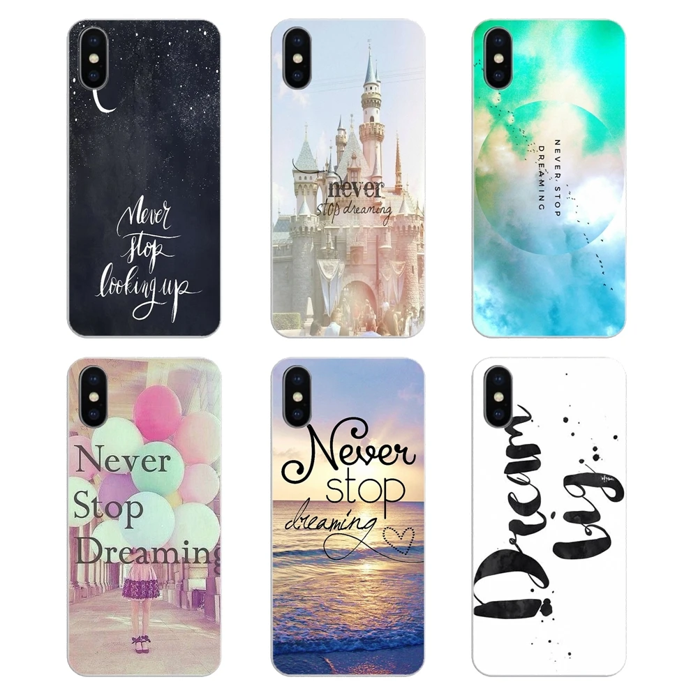 

For Xiaomi Mi A1 A2 5X 6X 8 lite SE Pro Max Mix 2 2S 3 Mi5 Mi5S Never Stop Dreaming Life quotes Soft Transparent Shell Covers