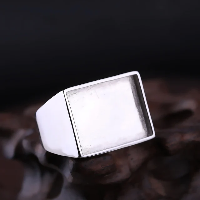 15*20MM 925 Sterling Silver Ring Setting Rectangle Cabochon Base