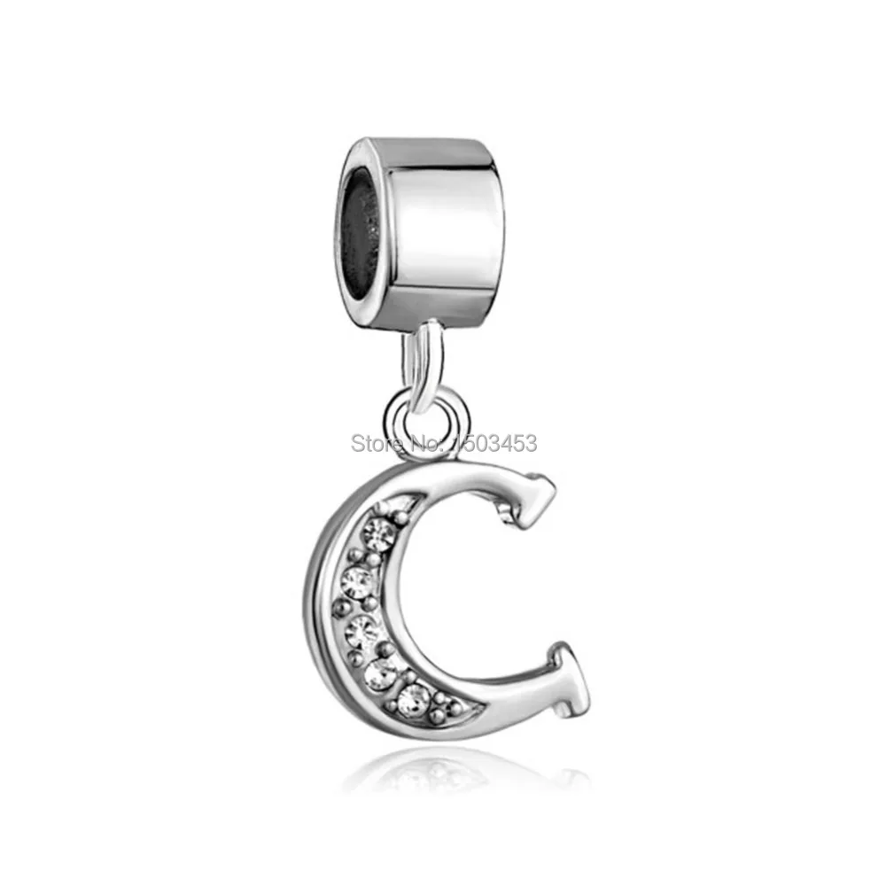 C Letter Initial Dangle Alphabet European Bead Charms Bracelet bracelet 