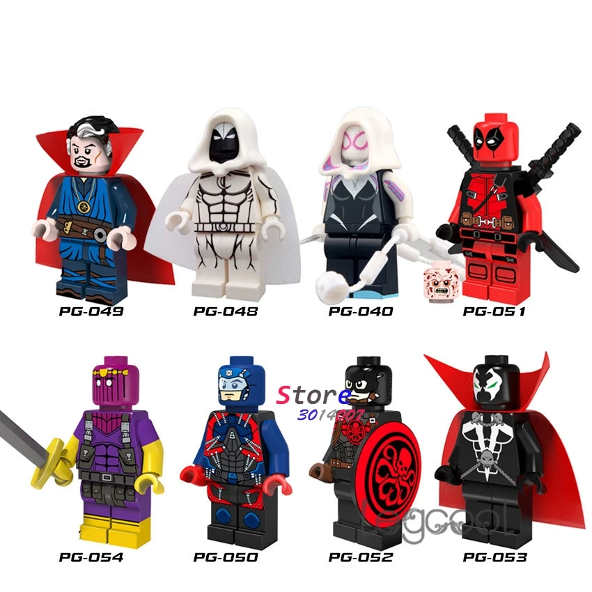 

1PCS model building blocks superhero Spider-Gwen Moon knight Atom Deadpool Captain America Spawn toys for children gift