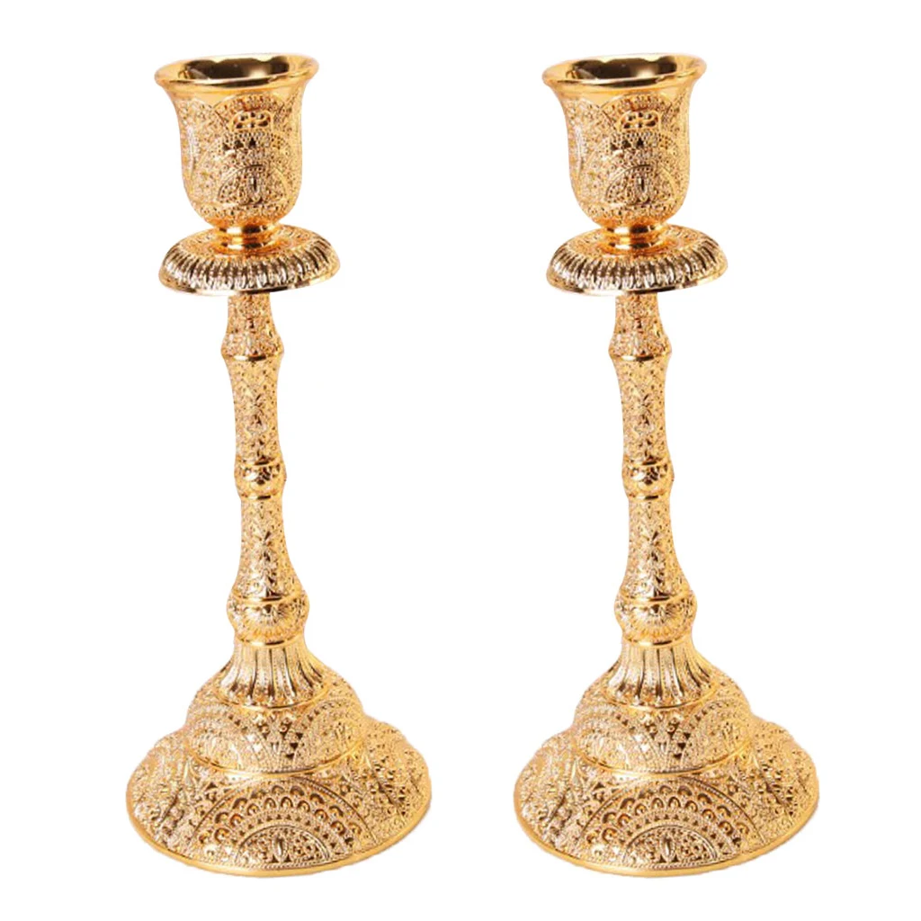 2pcs Luxurious Gold Color Candelabra Candle Holder, Single Arm Gift for Weddings, Home, Party, Spa, Votive Candle Garden