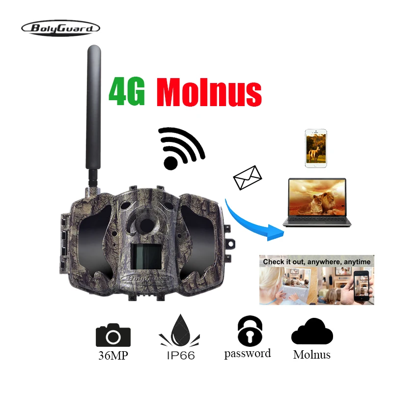 Камера для охоты 4G 36M 1080PHD фотоловушка на 100 футов Водонепроницаемая беспроводная