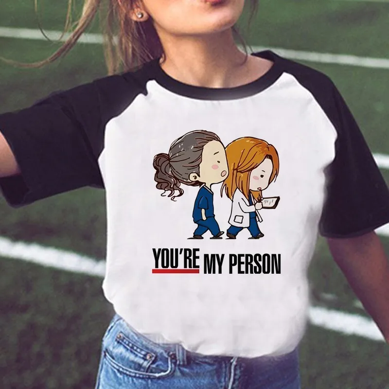 

2018 New Greys Anatomy Tshirt Women You're My Person Letter T Shirt Grey's Anatomy Short Sleeve Shirt Women White Tops T-shirt