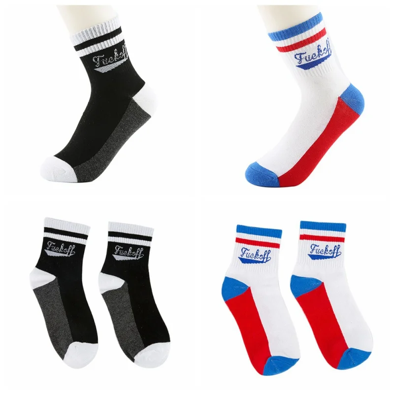 

Socks Red Striped White Color Sports Long Cotton Socks for Women and Men Letter Black Color Socks for Female Harajuku 2019