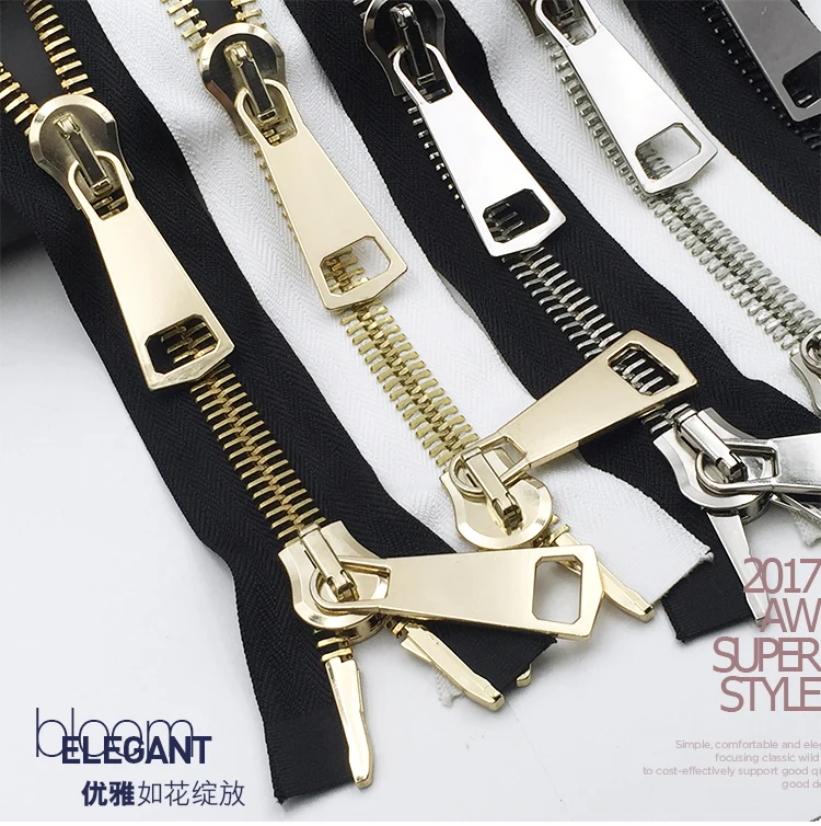 

15# big zipper double sliders for down jacket overcoat zipper repair 85cm 100cm 1piece black white with silver glod teeth