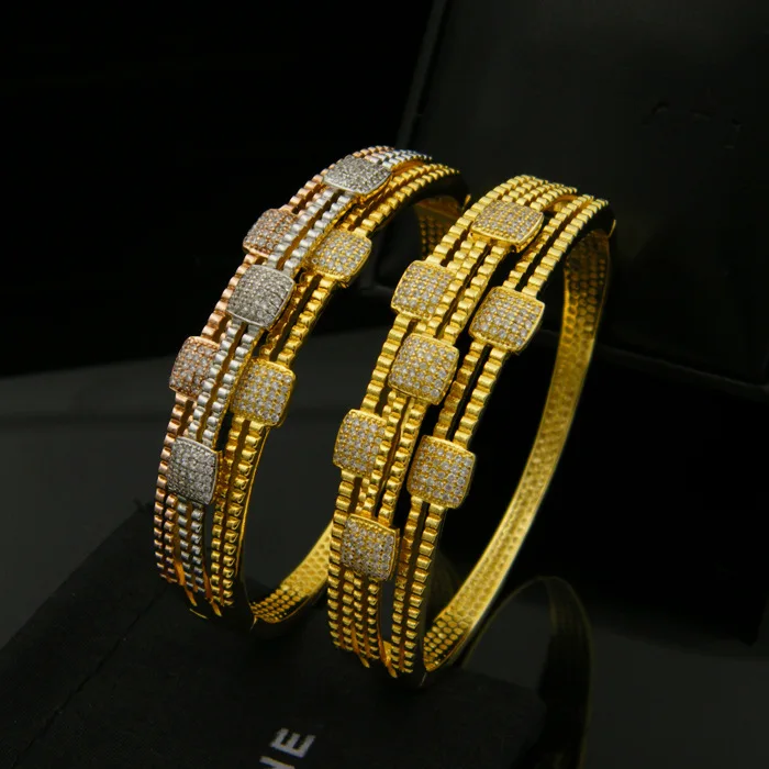 Free shipping fashion 2016 copper line Bifurcation full stone square bangle | Украшения и аксессуары