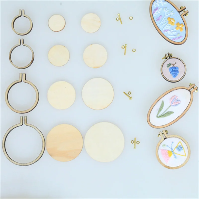 

DIY Cross Stitch Sewing Handmade Stitches Crafts Tool Mini Wooden Hoop/Ring Embroidery Fixed Frame